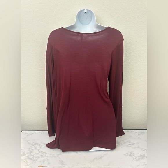 NY Collection Long Sleeve Blouse Sz M Red Pullover Top Floral Embroidered - Picture 3 of 4